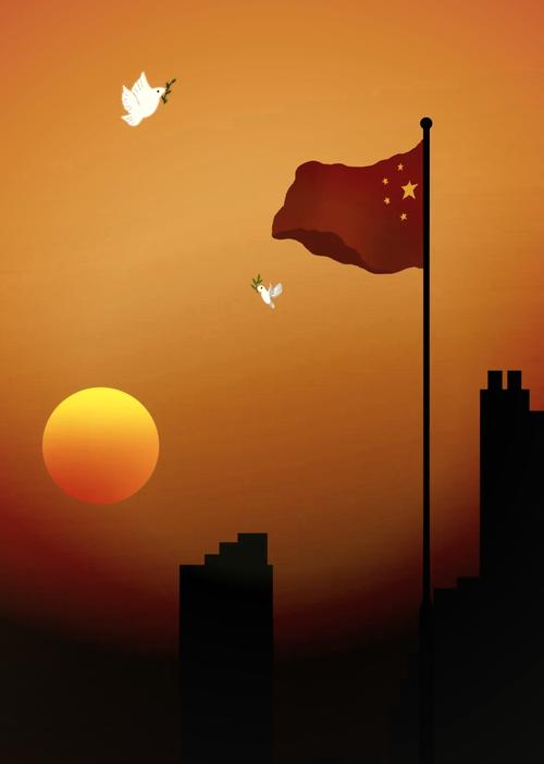 红旗飘扬图片 红旗飘扬图片手绘漫画